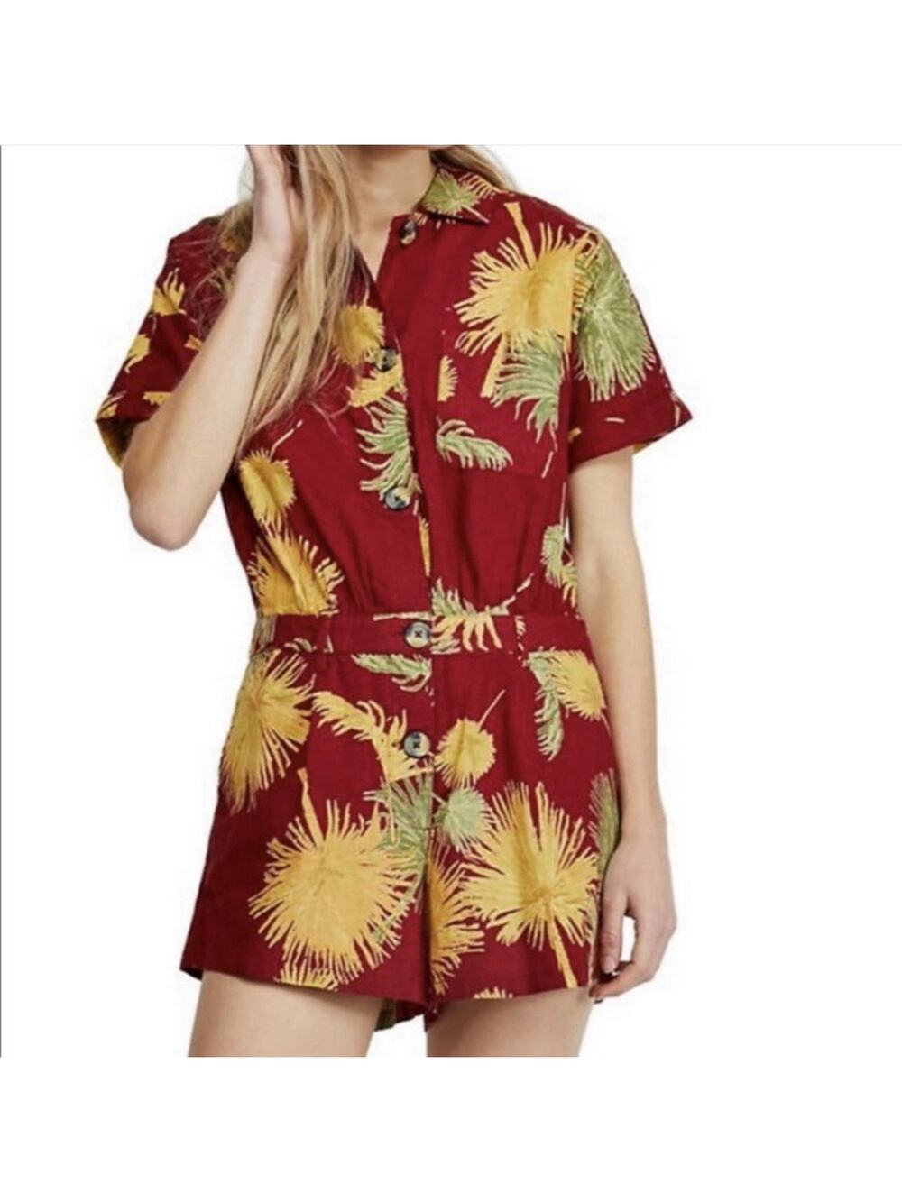 Free People Malibu Romper Women Size S Red